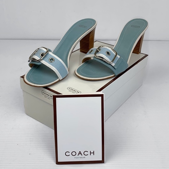 Coach Shoes - Coach Buckle Natalie Sandal Summer Heel Blue